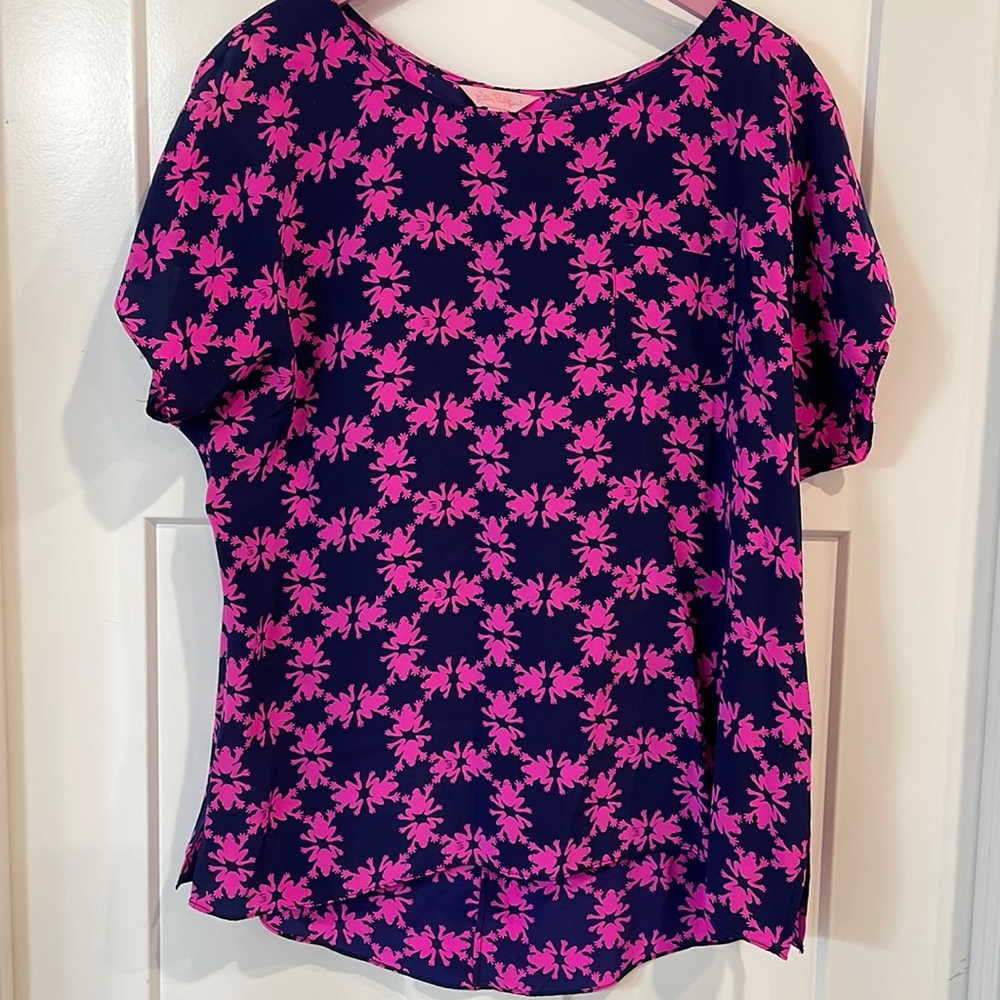 Lilly Pulitzer, silk tee, size large